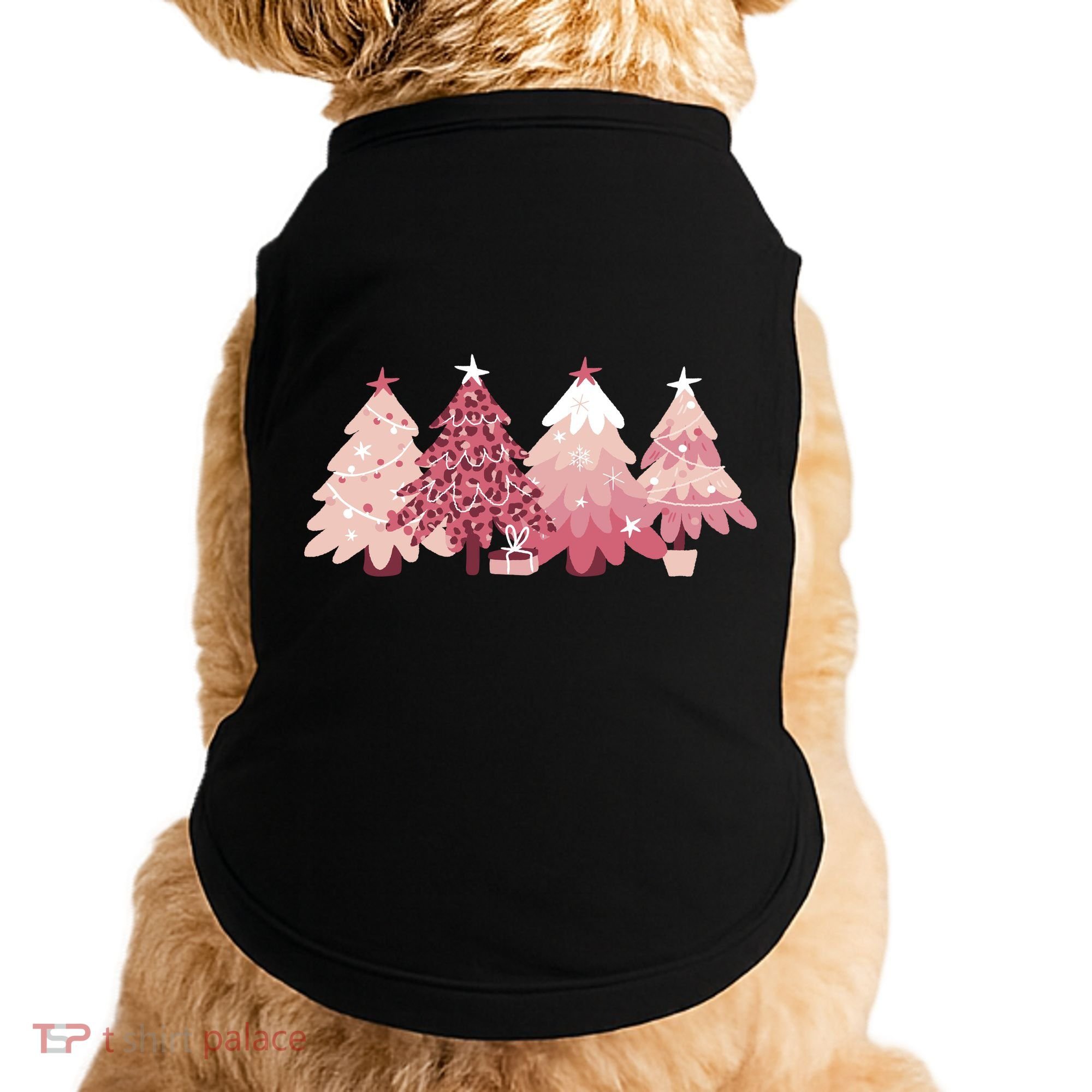 Pink Christmas Tree Holiday Doggie Tank