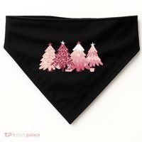 Pink Christmas Tree Holiday USA-Made Doggie Bandana thumb 0