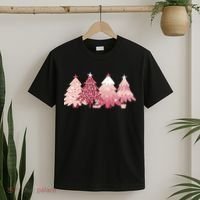 Pink Christmas Tree Holiday T-Shirt thumb 2