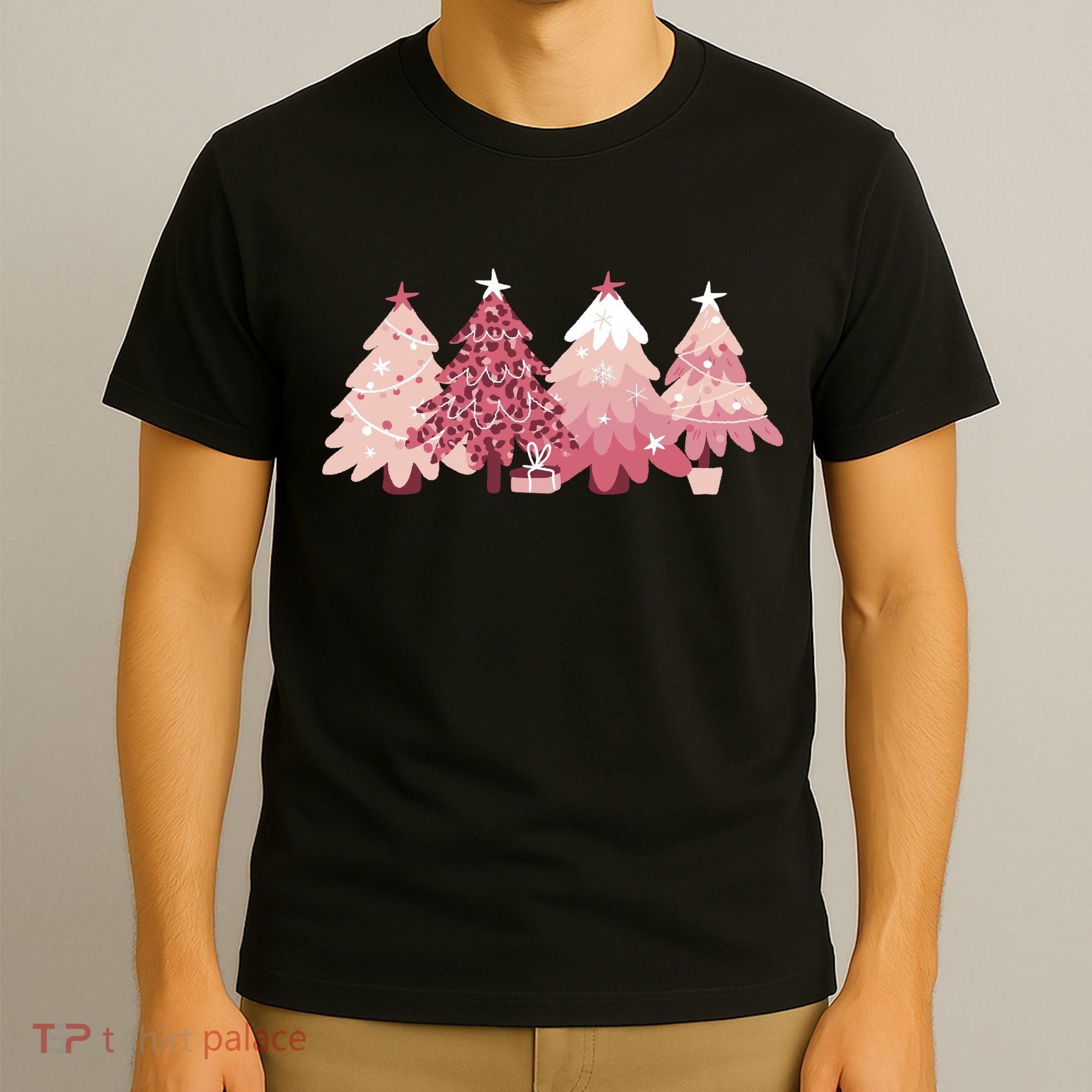 Pink Christmas Tree Holiday T-Shirt