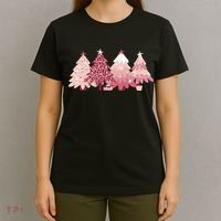Pink Christmas Tree Holiday T-Shirt thumb 4