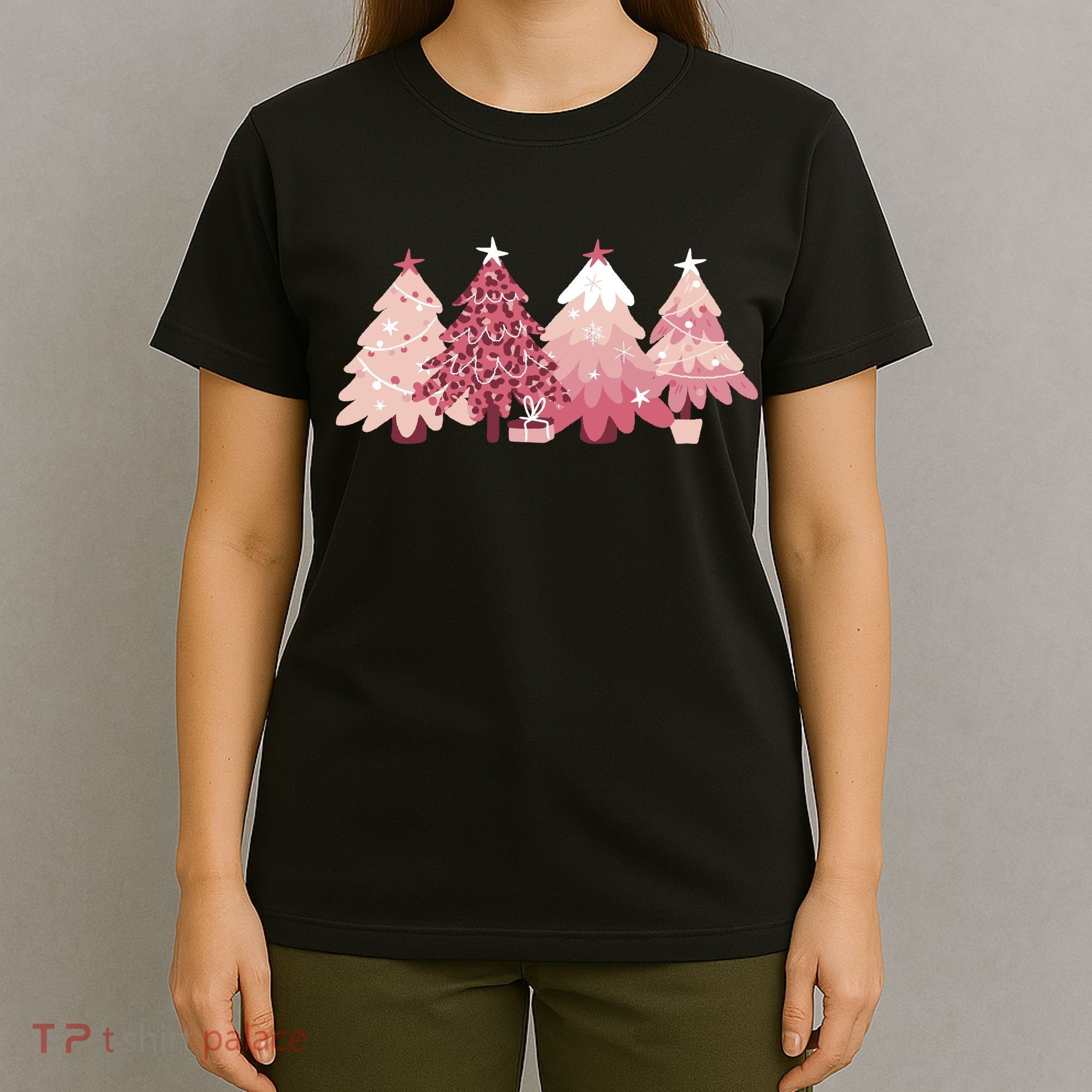 Pink Christmas Tree Holiday T-Shirt