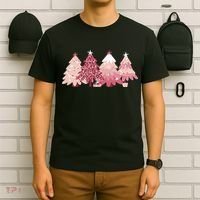 Pink Christmas Tree Holiday T-Shirt thumb 6