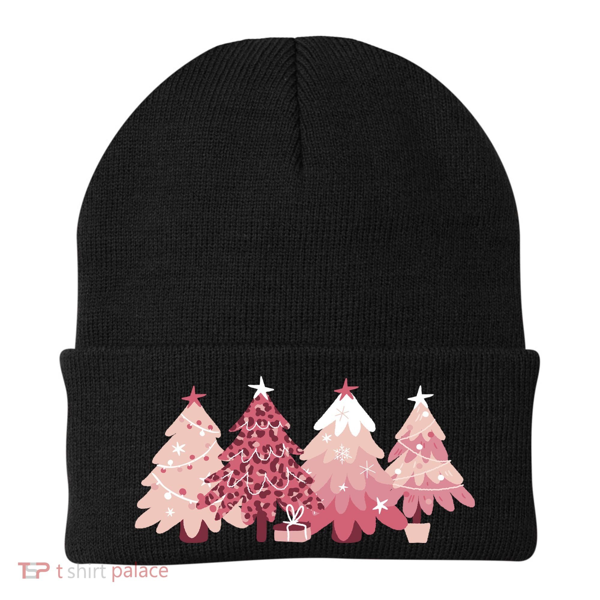 Pink Christmas Tree Holiday Beanie