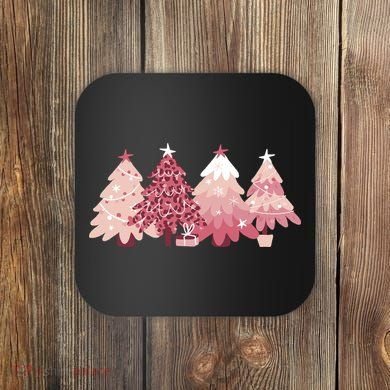 Pink Christmas Tree Holiday Coaster
