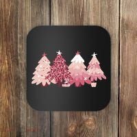 Pink Christmas Tree Holiday Coaster thumb 0