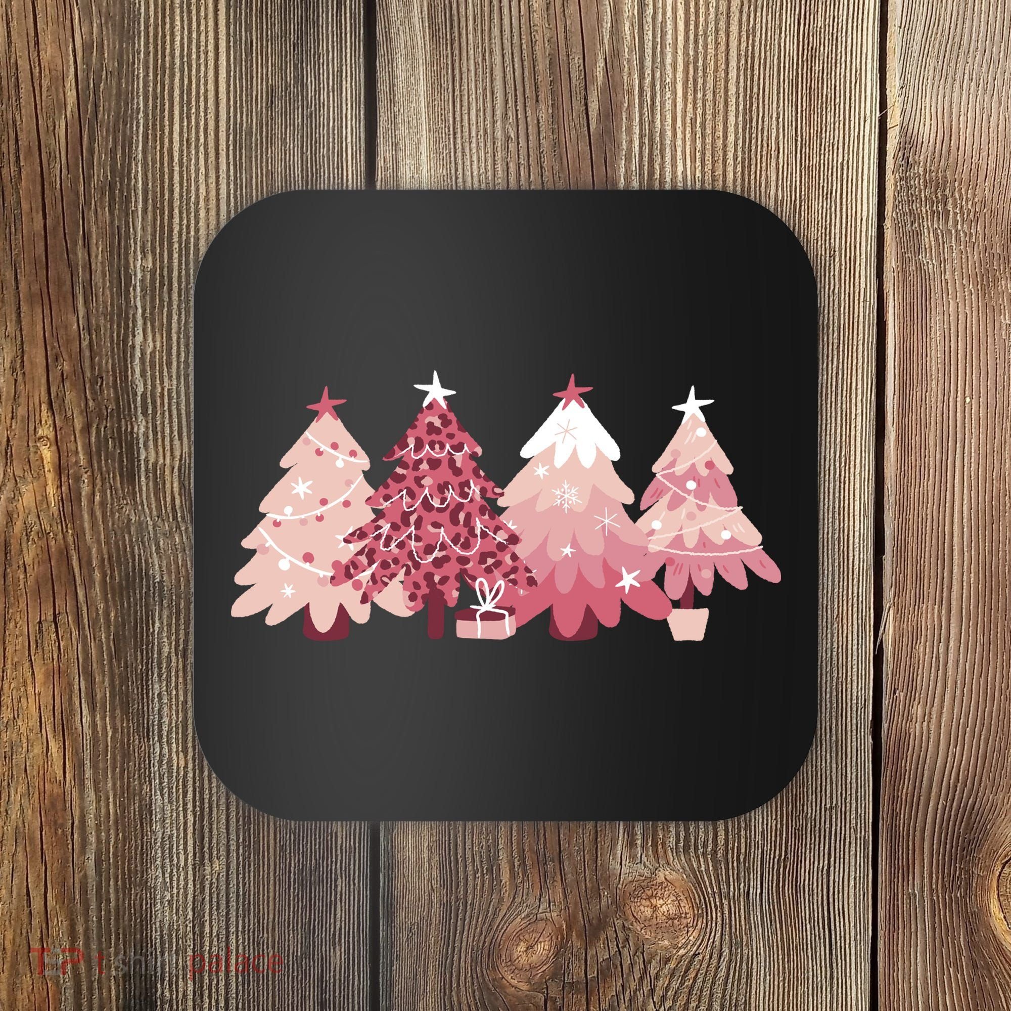 Pink Christmas Tree Holiday Coaster