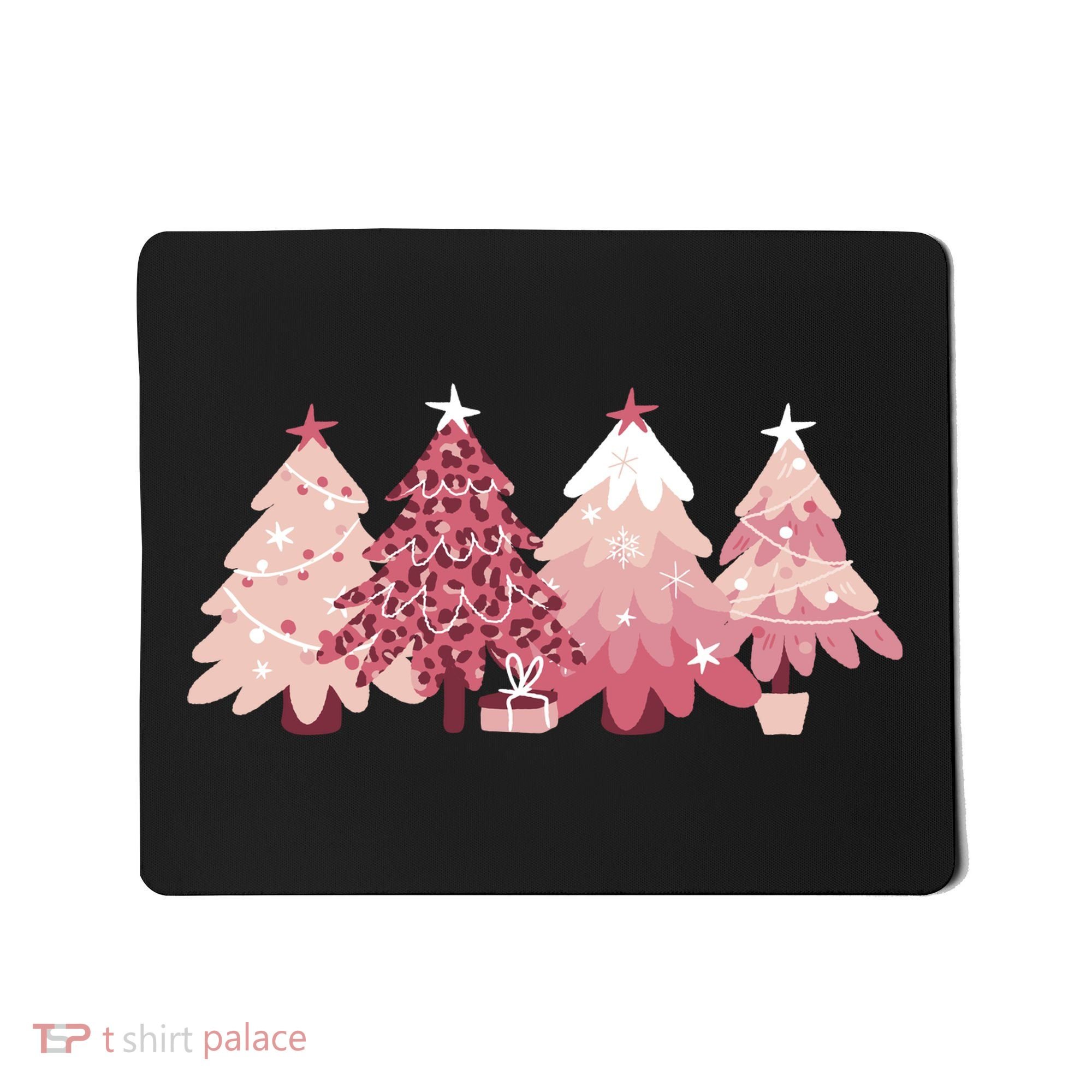 Pink Christmas Tree Holiday Mousepad