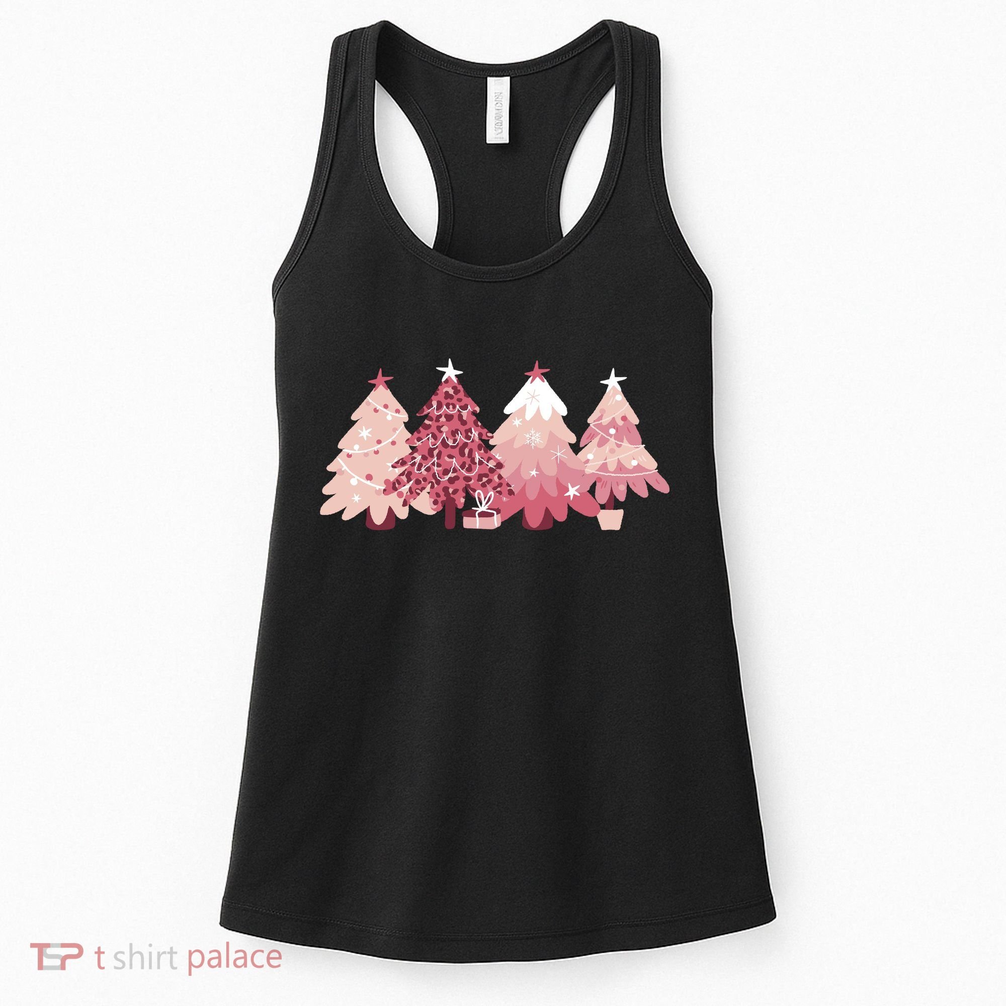Pink Christmas Tree Holiday Women's Tank Top
