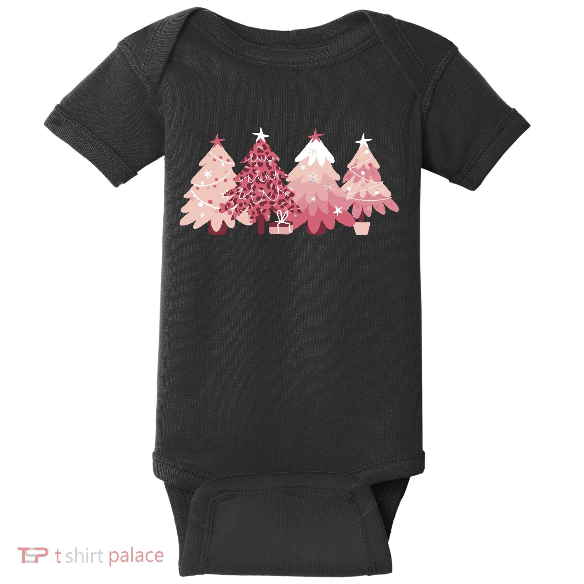 Pink Christmas Tree Holiday Baby Bodysuit