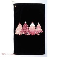 Pink Christmas Tree Holiday Golf Towel thumb 0