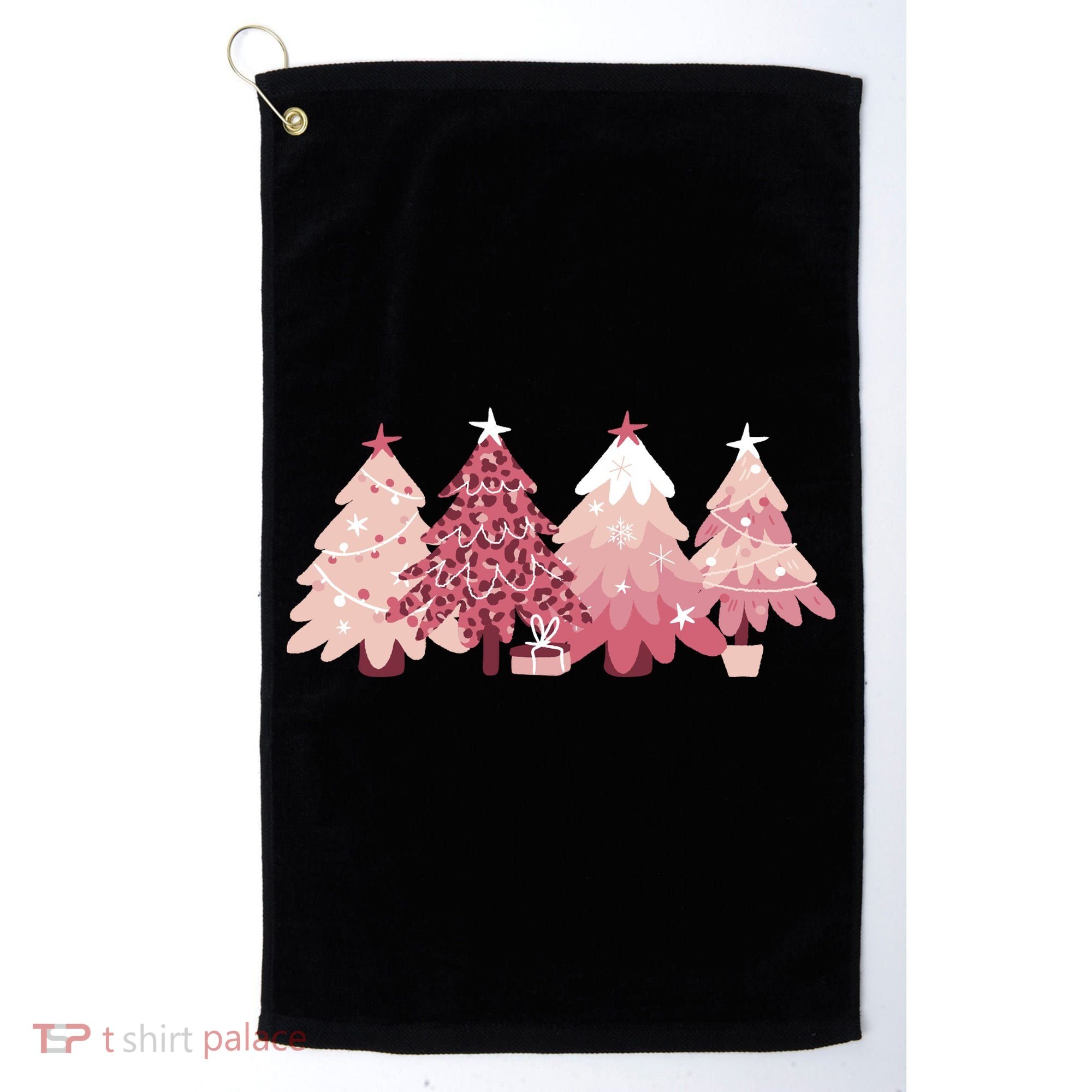 Pink Christmas Tree Holiday Golf Towel