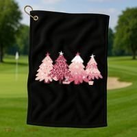 Pink Christmas Tree Holiday Golf Towel thumb 1