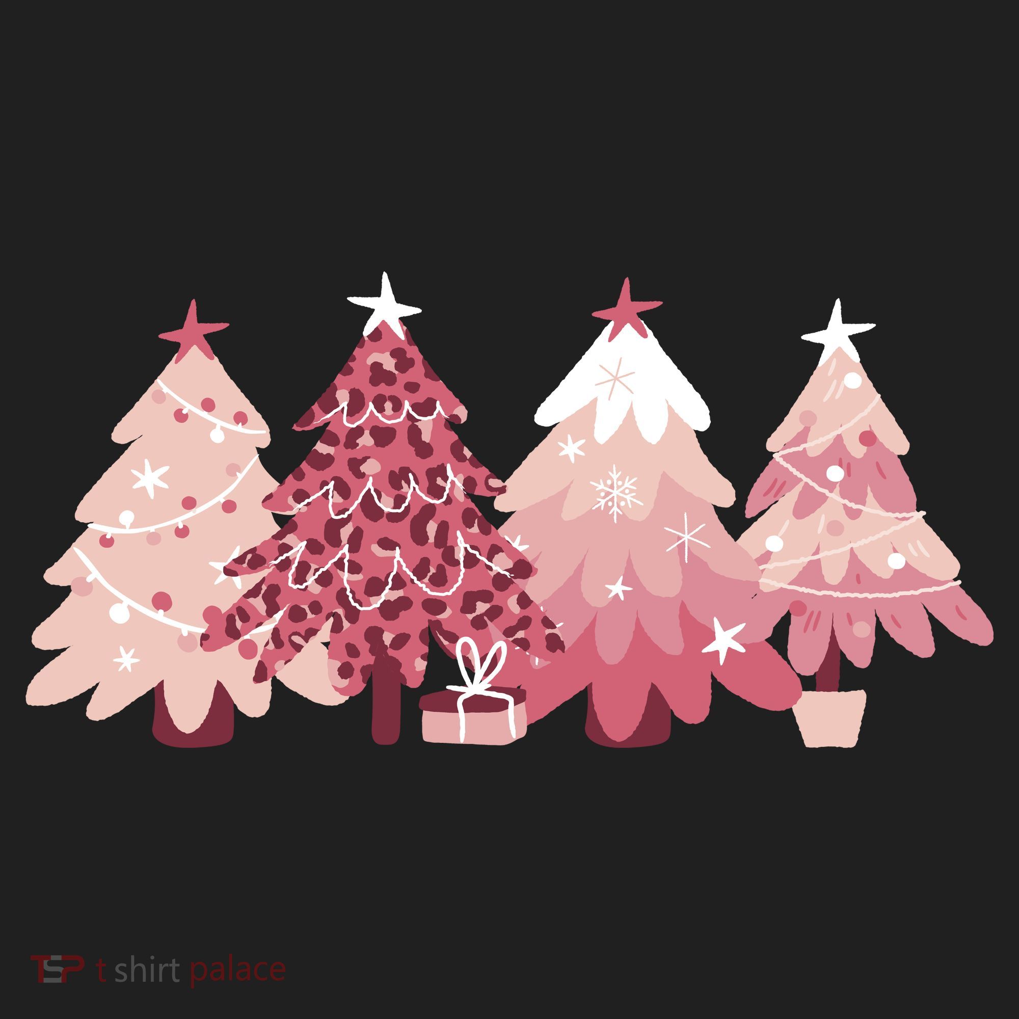 Pink Christmas Tree Holiday Golf Towel