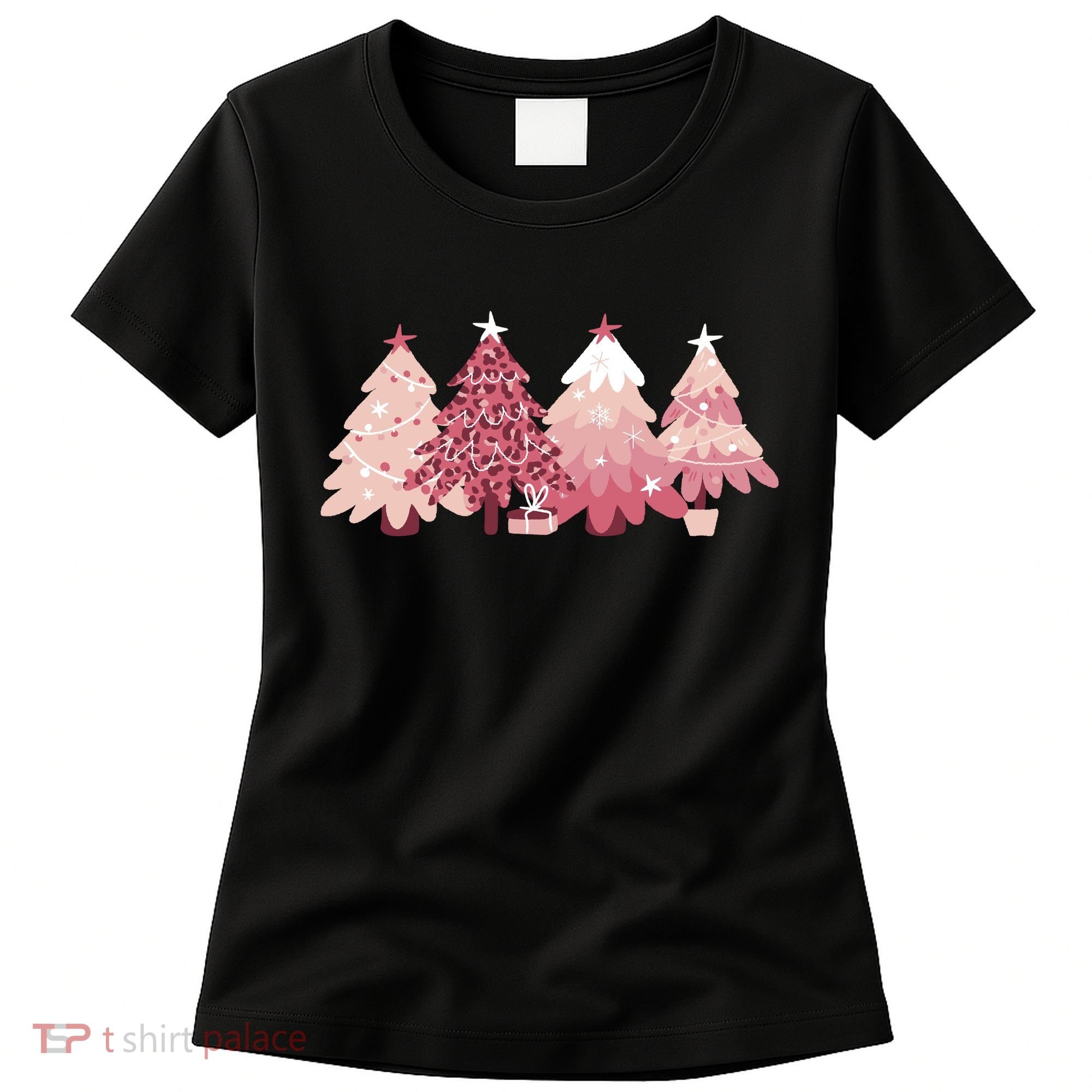 Pink Christmas Tree Holiday Women's T-Shirt