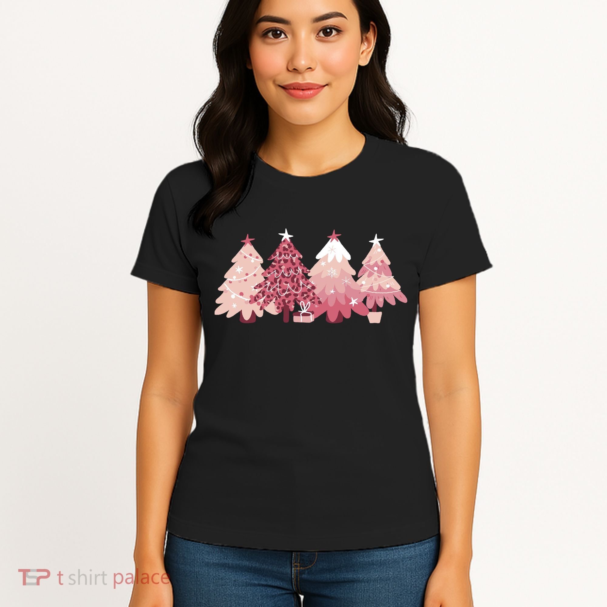 Pink Christmas Tree Holiday Women's T-Shirt