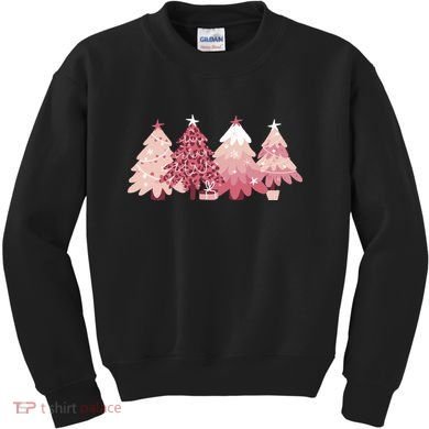Pink Christmas Tree Holiday Kids Sweatshirt