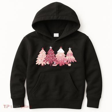 Pink Christmas Tree Holiday Kids Hoodie