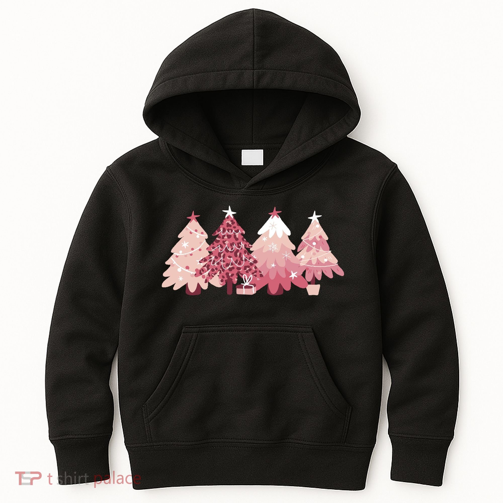 Pink Christmas Tree Holiday Kids Hoodie