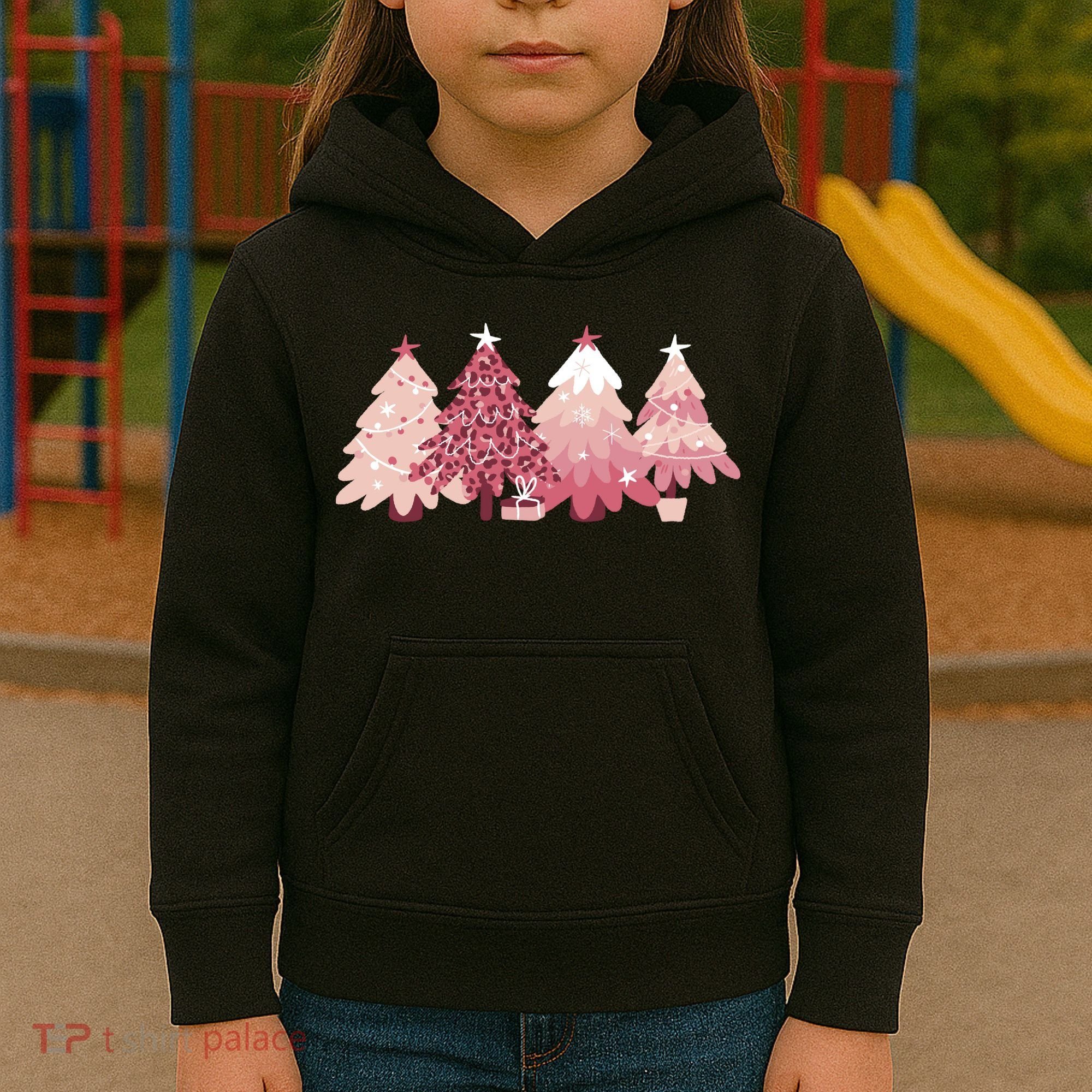 Pink Christmas Tree Holiday Kids Hoodie