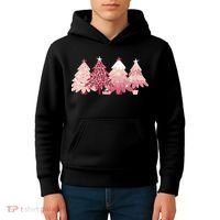 Pink Christmas Tree Holiday Kids Hoodie thumb 4