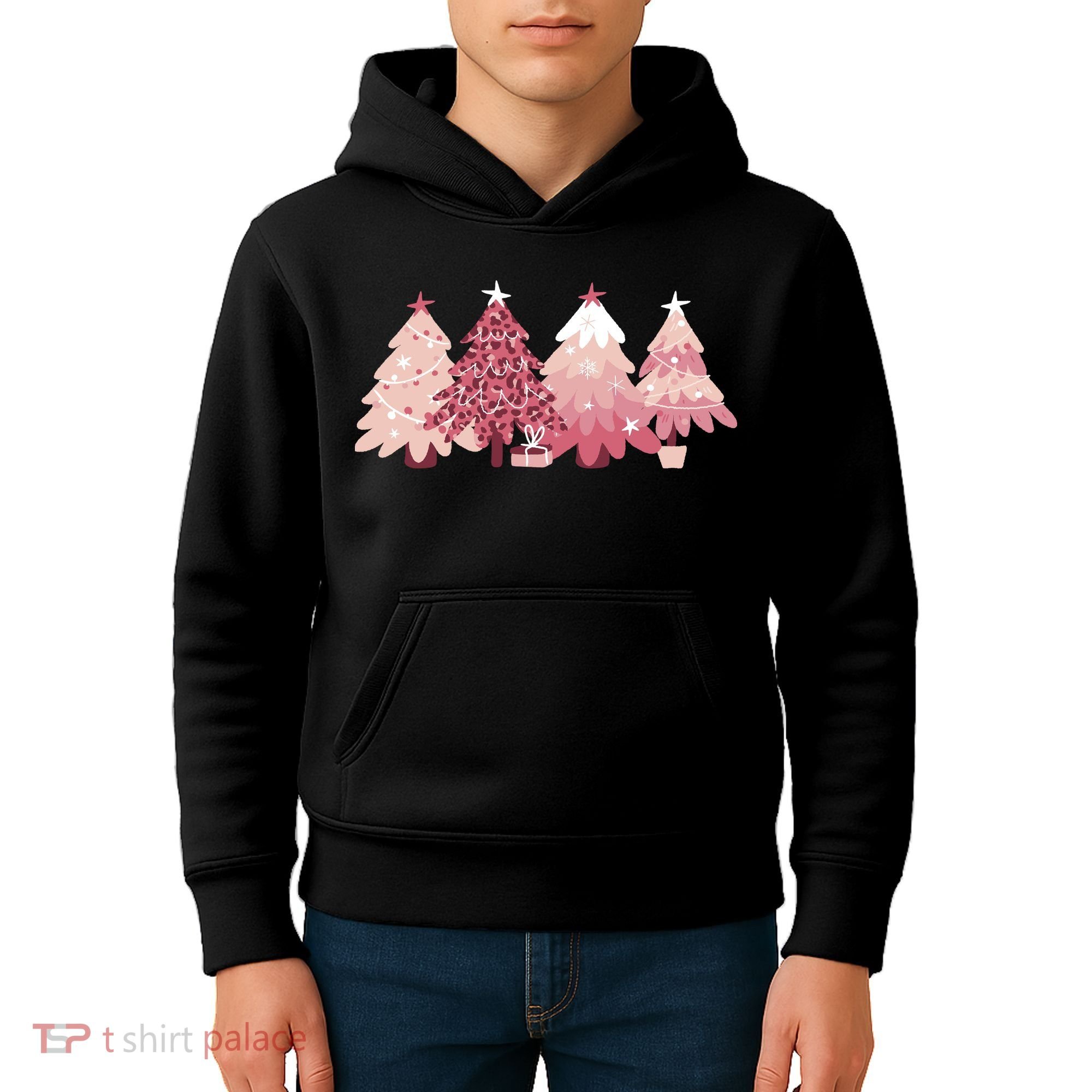 Pink Christmas Tree Holiday Kids Hoodie