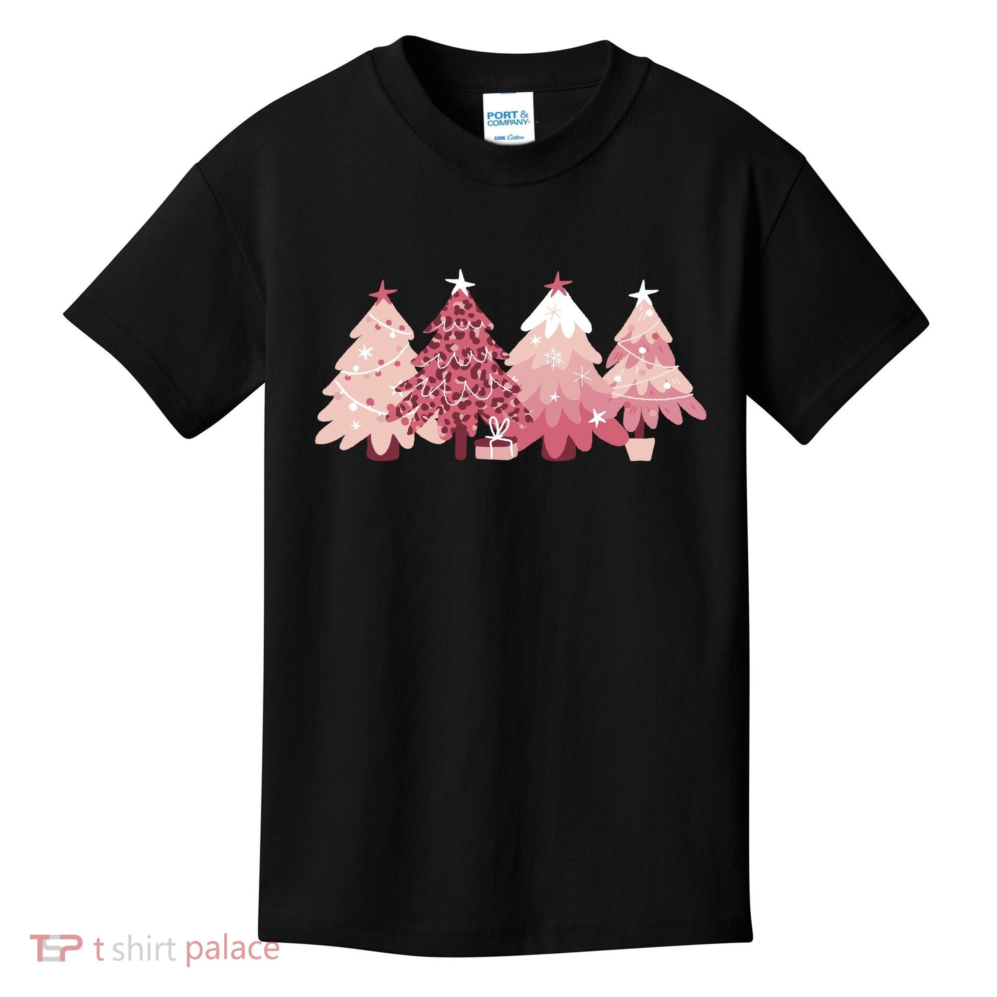Pink Christmas Tree Holiday Kids T-Shirt