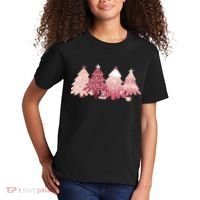 Pink Christmas Tree Holiday Kids T-Shirt thumb 2