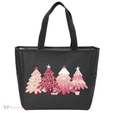 Pink Christmas Tree Holiday Tote Bag