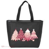 Pink Christmas Tree Holiday Tote Bag thumb 0