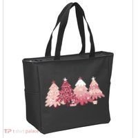 Pink Christmas Tree Holiday Tote Bag thumb 2