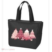 Pink Christmas Tree Holiday Tote Bag thumb 3