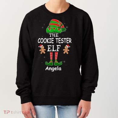 Personalized Cookie Tester Elf Family Matching Charismas Custom Name Women's Sweatshirt