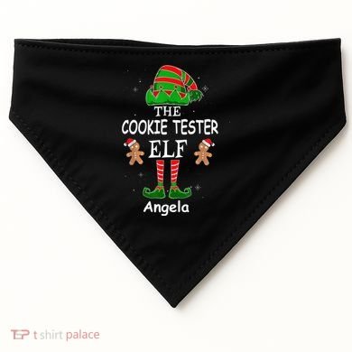 Personalized Cookie Tester Elf Family Matching Charismas Custom Name USA-Made Doggie Bandana