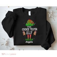 Personalized Cookie Tester Elf Family Matching Charismas Custom Name Sweatshirt thumb 2
