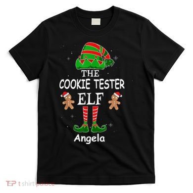 Personalized Cookie Tester Elf Family Matching Charismas Custom Name T-Shirt