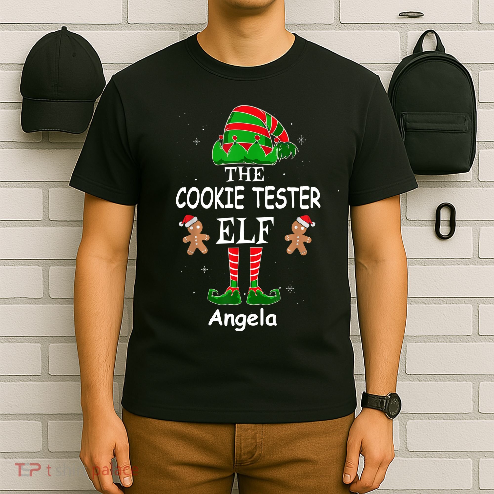 Personalized Cookie Tester Elf Family Matching Charismas Custom Name T-Shirt