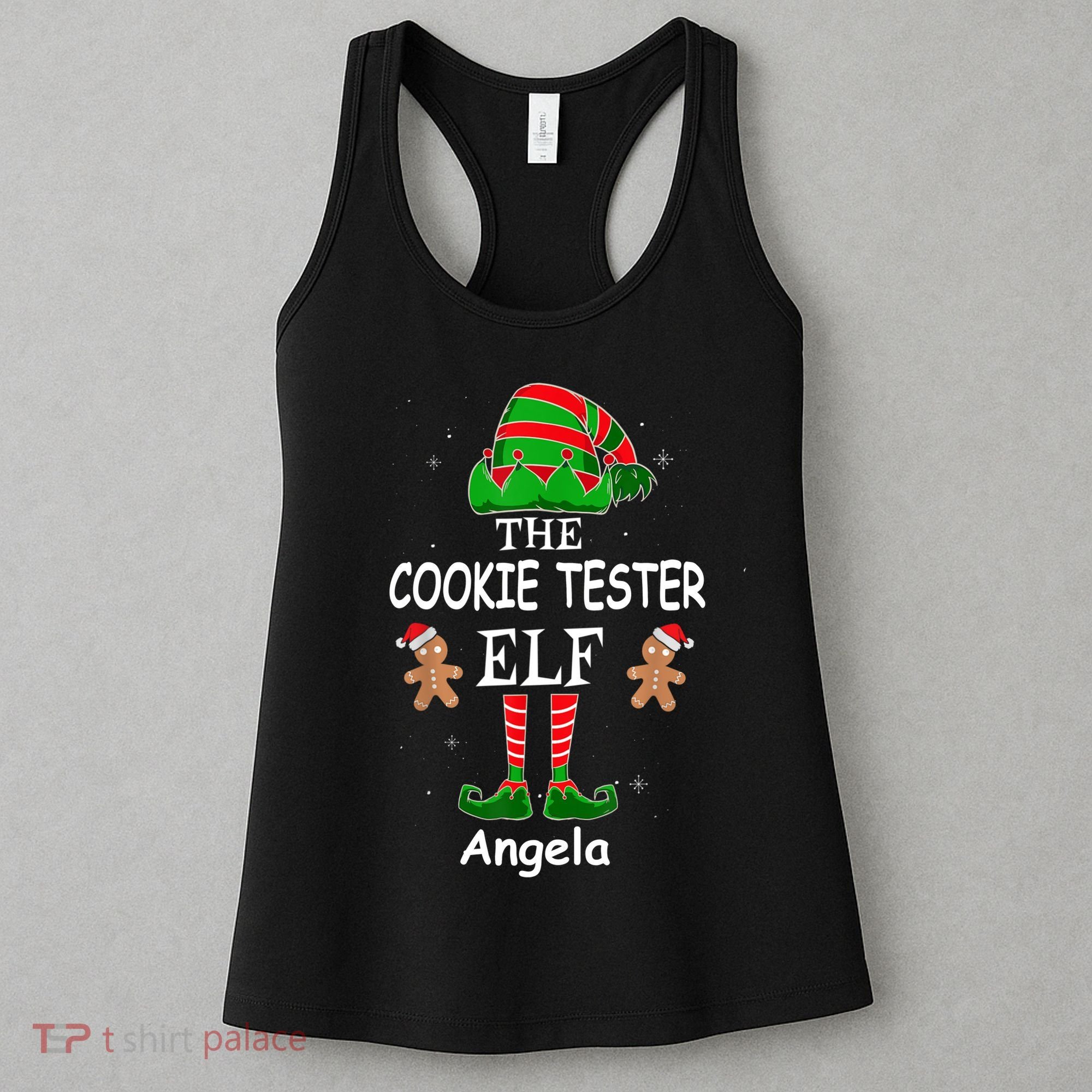 Personalized Cookie Tester Elf Family Matching Charismas Custom Name Women's Tank Top