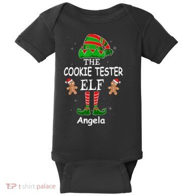 Personalized Cookie Tester Elf Family Matching Charismas Custom Name Baby Bodysuit