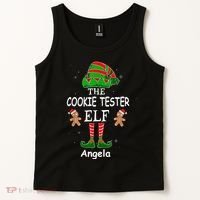 Personalized Cookie Tester Elf Family Matching Charismas Custom Name Tank Top thumb 2