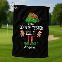Personalized Cookie Tester Elf Family Matching Charismas Custom Name Golf Towel thumb 1