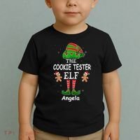 Personalized Cookie Tester Elf Family Matching Charismas Custom Name Toddler T-Shirt thumb 2
