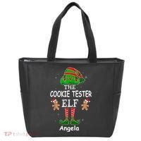 Personalized Cookie Tester Elf Family Matching Charismas Custom Name Tote Bag thumb 0