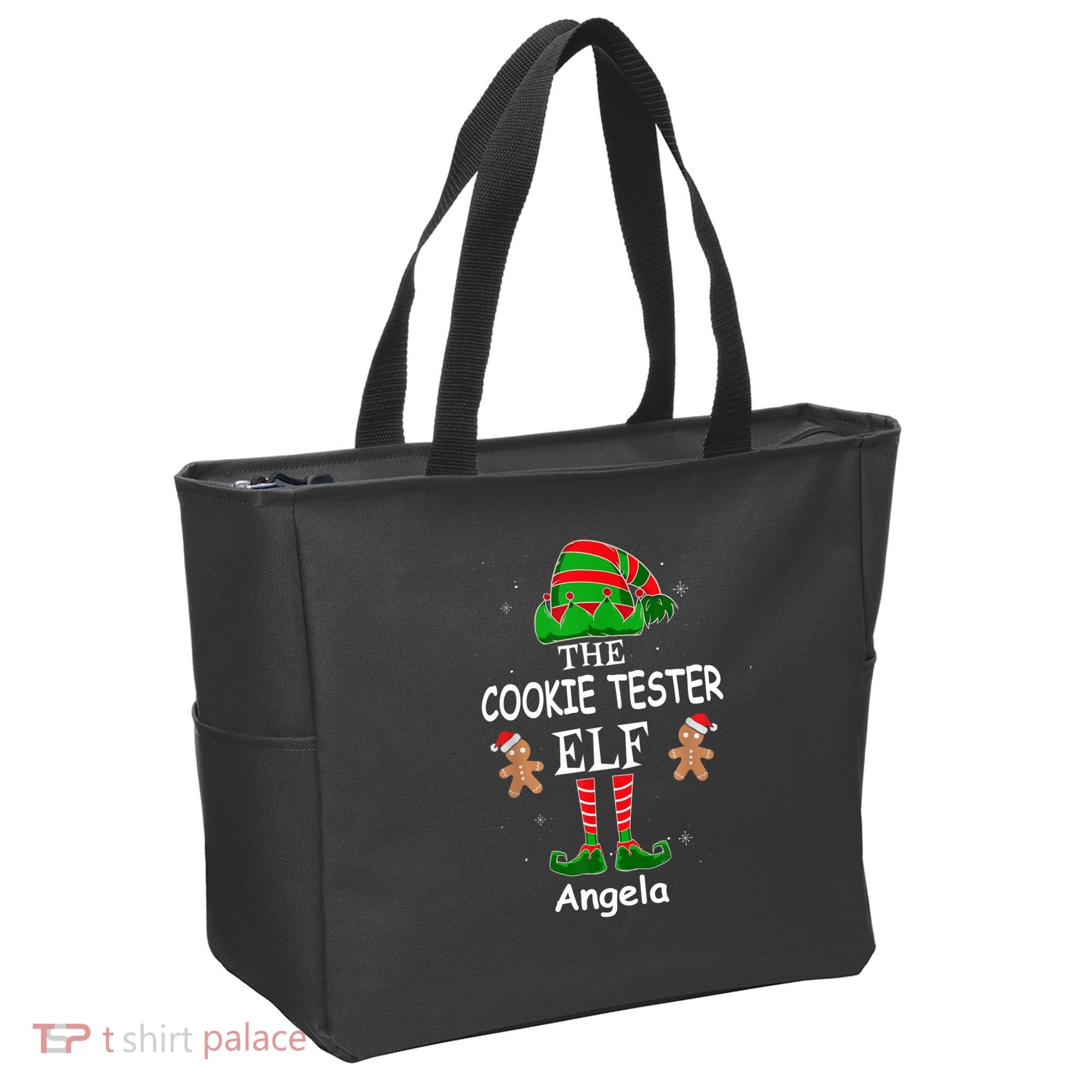 Personalized Cookie Tester Elf Family Matching Charismas Custom Name Tote Bag