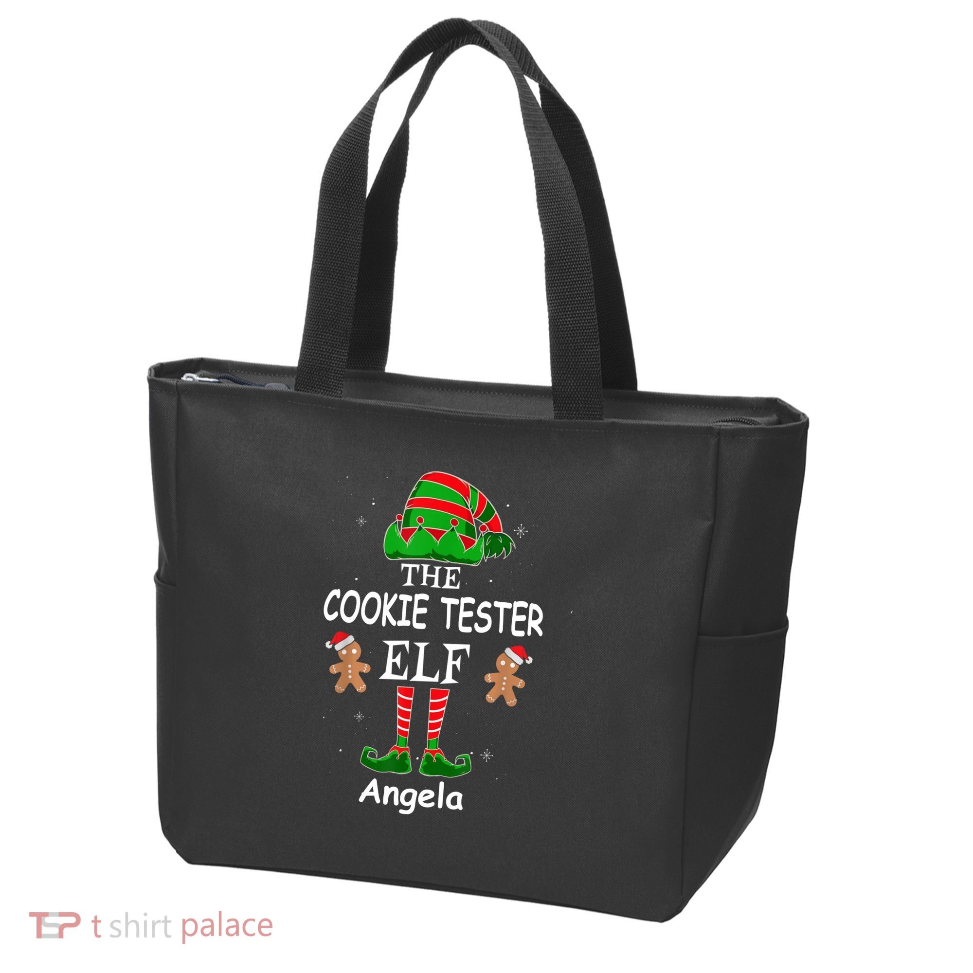Personalized Cookie Tester Elf Family Matching Charismas Custom Name Tote Bag