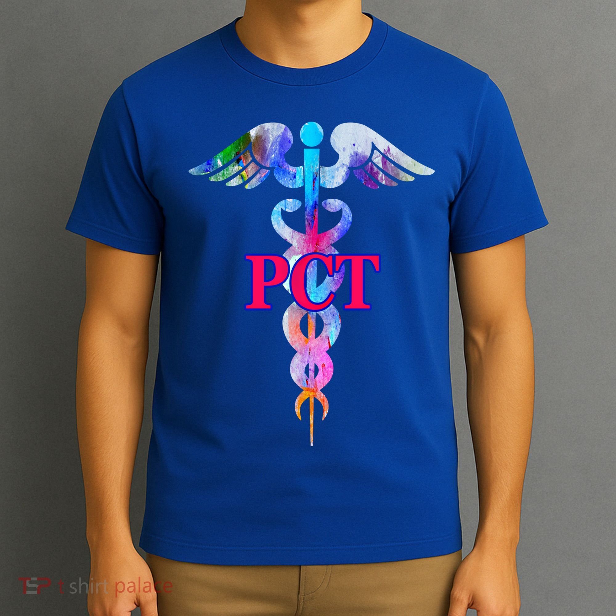 Patient Care Technician Pct Caduceus Watercolor Art Graphic Funny Gift T-Shirt
