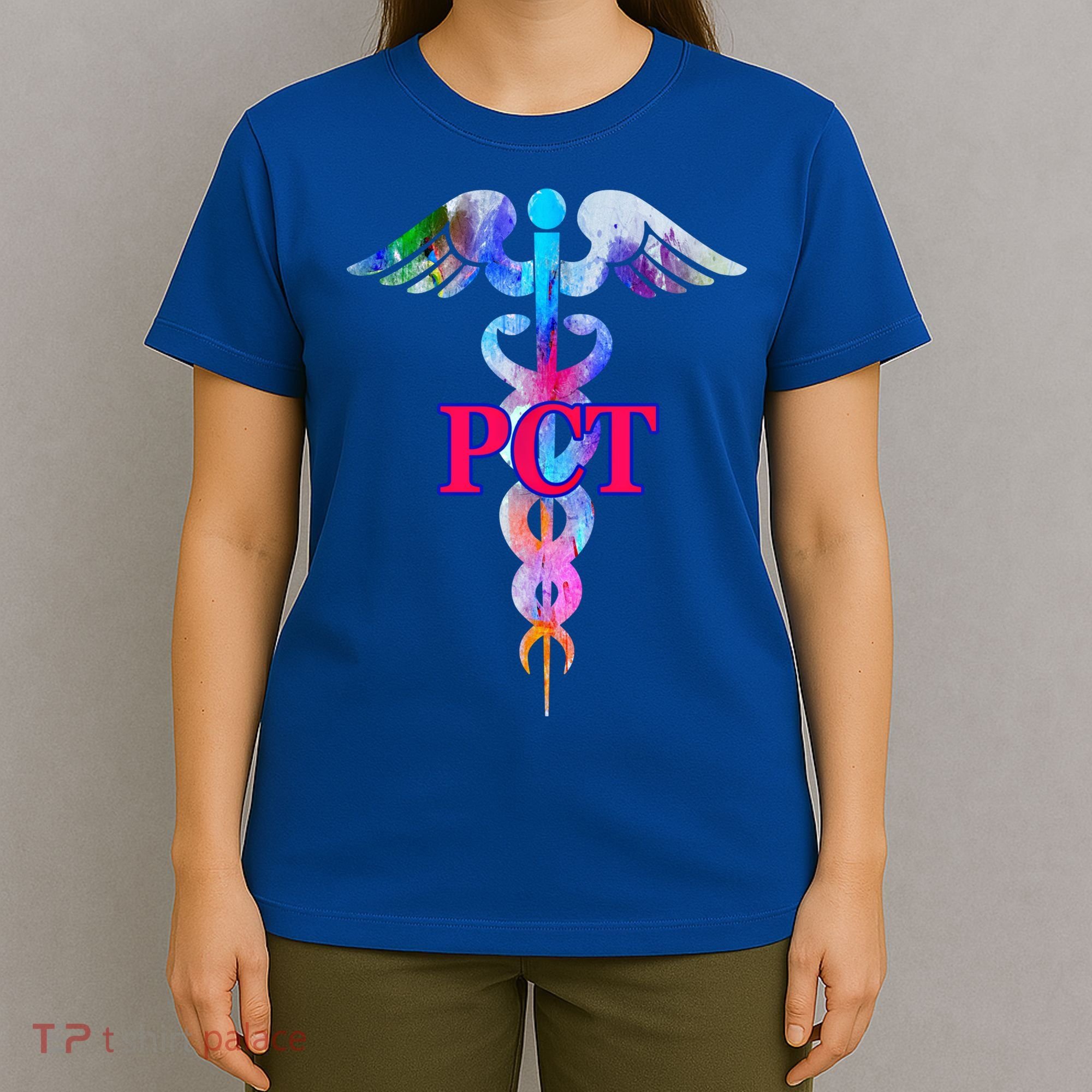 Patient Care Technician Pct Caduceus Watercolor Art Graphic Funny Gift T-Shirt