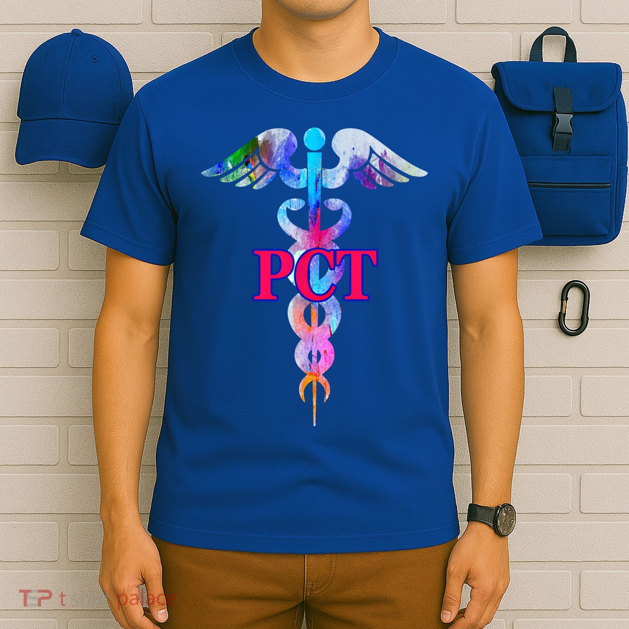 Patient Care Technician Pct Caduceus Watercolor Art Graphic Funny Gift T-Shirt
