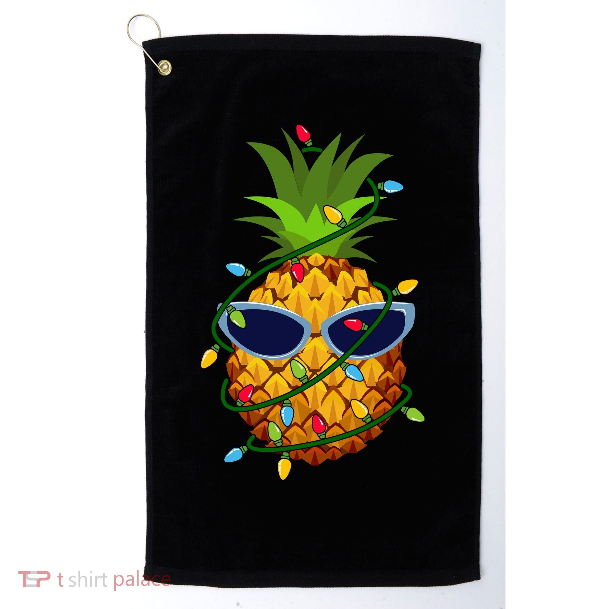 Pineapple Christmas Tree Lights Xmas Boys Sunglasses Golf Towel