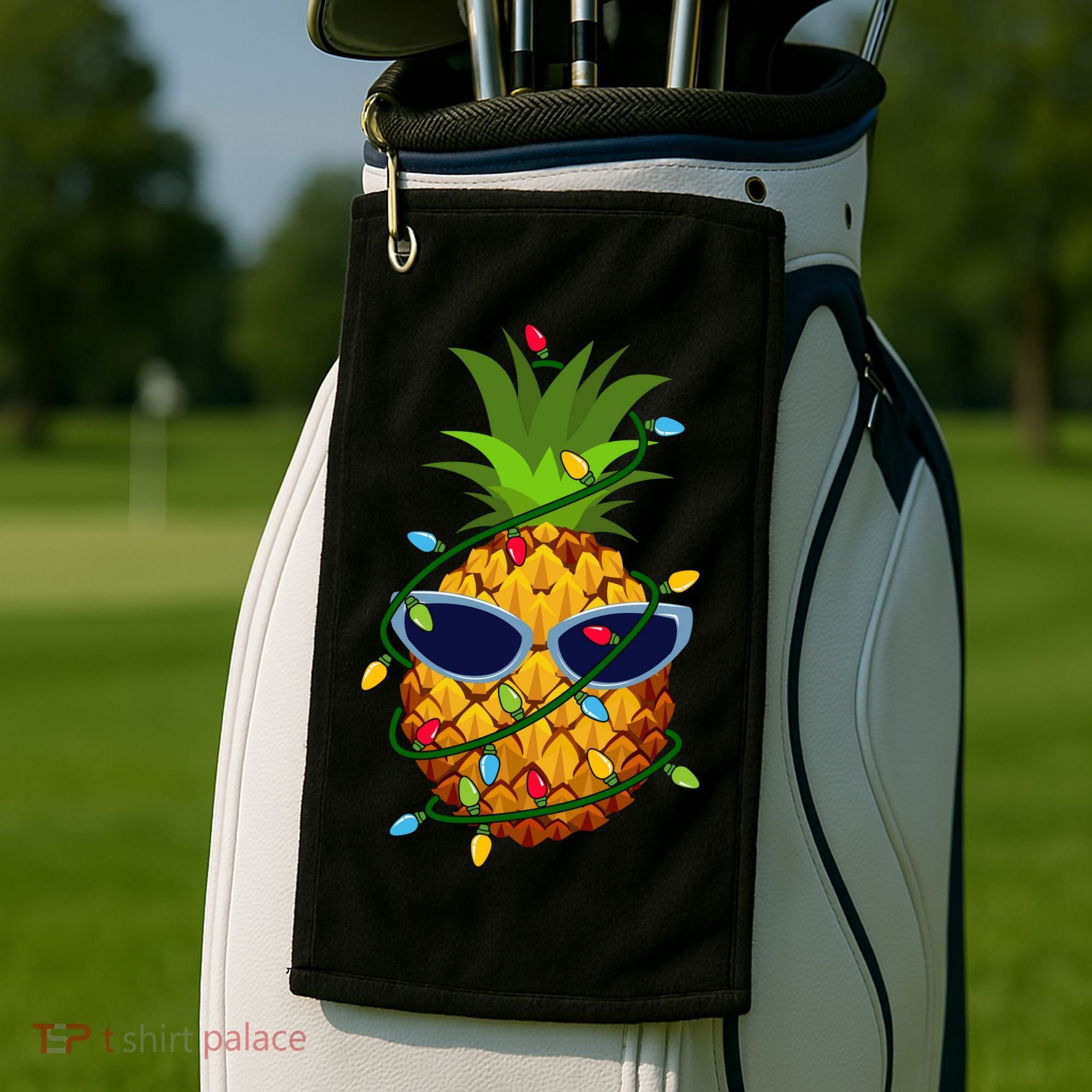 Pineapple Christmas Tree Lights Xmas Boys Sunglasses Golf Towel